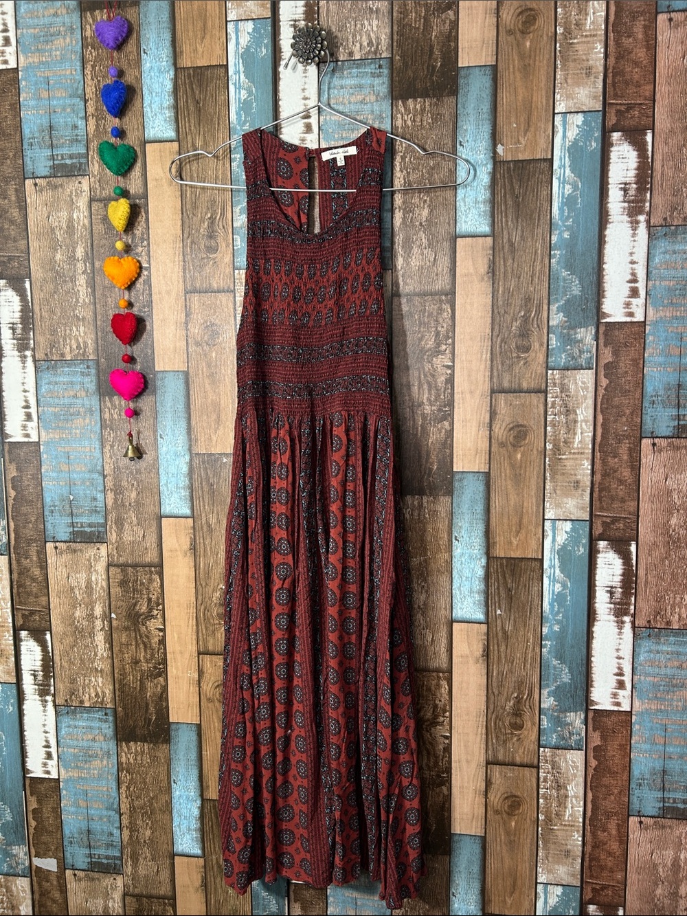 bleuh ciel Rust Red Paisley-Print Sleeveless Maxi Dress